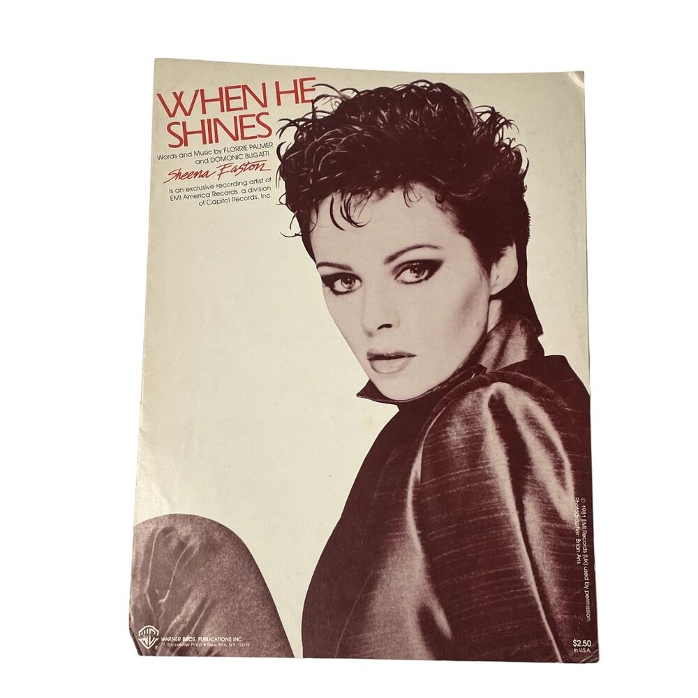 When He Shines Sheena Easton Sheet Music 1982  Vintage Song Book u